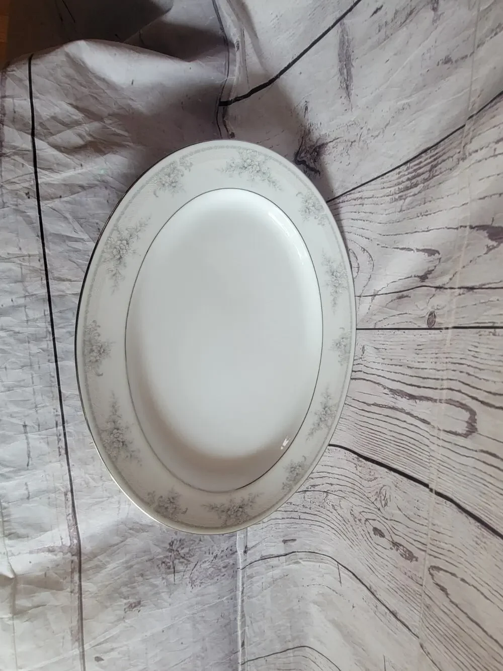 Noritake China Sweet Leilani Serving Platter #3482 White Porcelain Platter